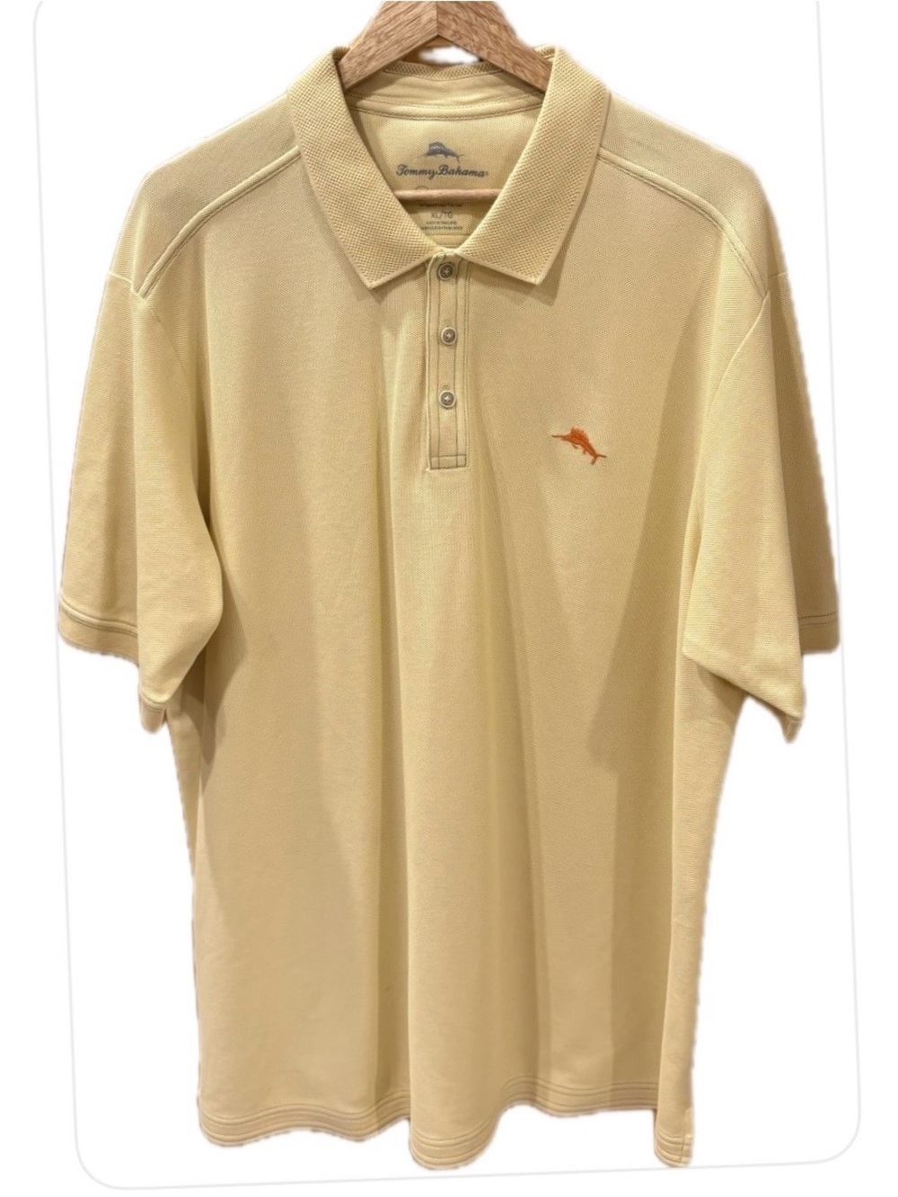 Tommy Bahama Pima Cotton Pale Yellow Logo Polo Shirt XL